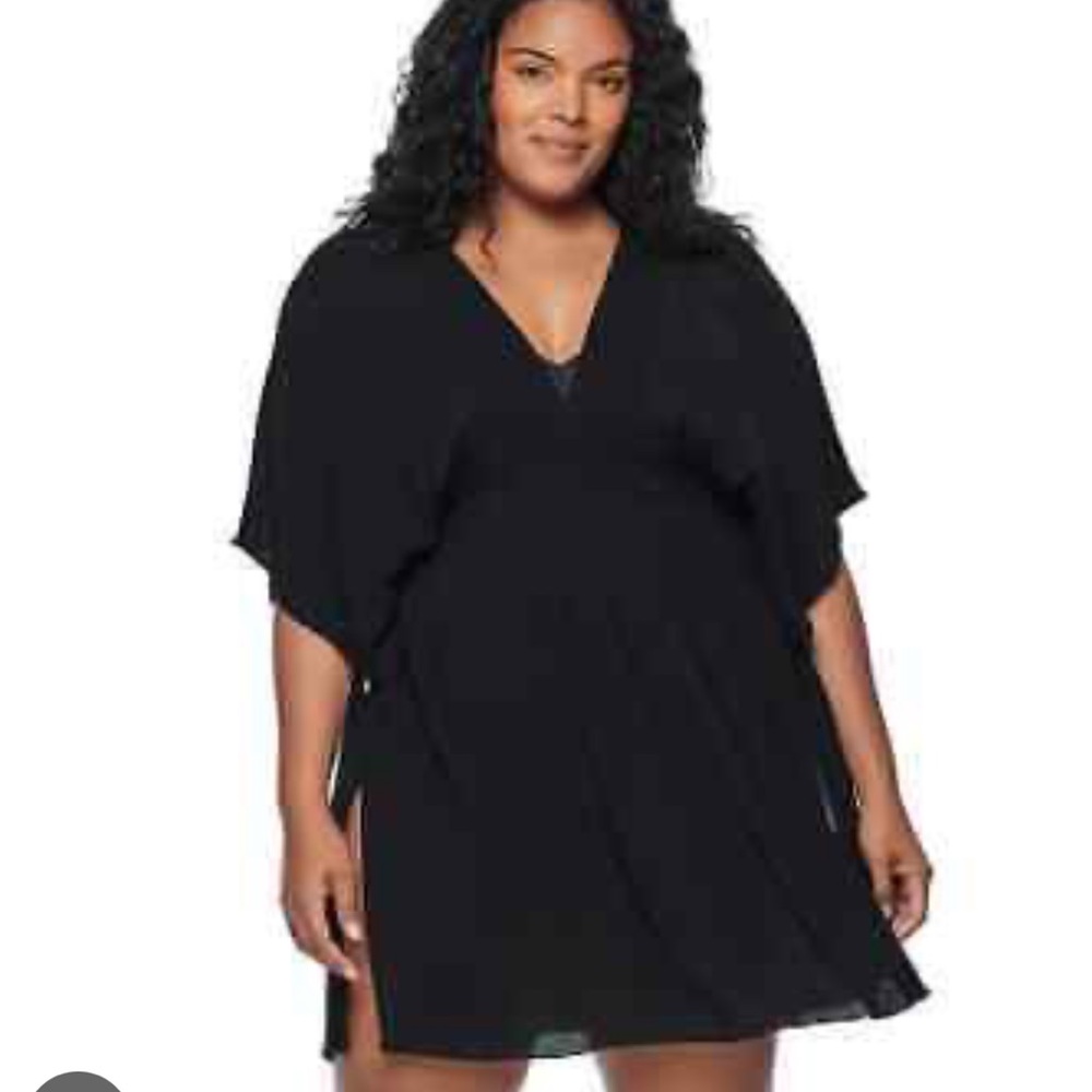 LAUREN RALPH LAUREN Black Sleeveless Knee Length Womens swim cover up